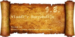 Vladár Barnabás névjegykártya