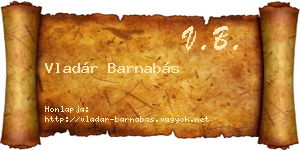 Vladár Barnabás névjegykártya